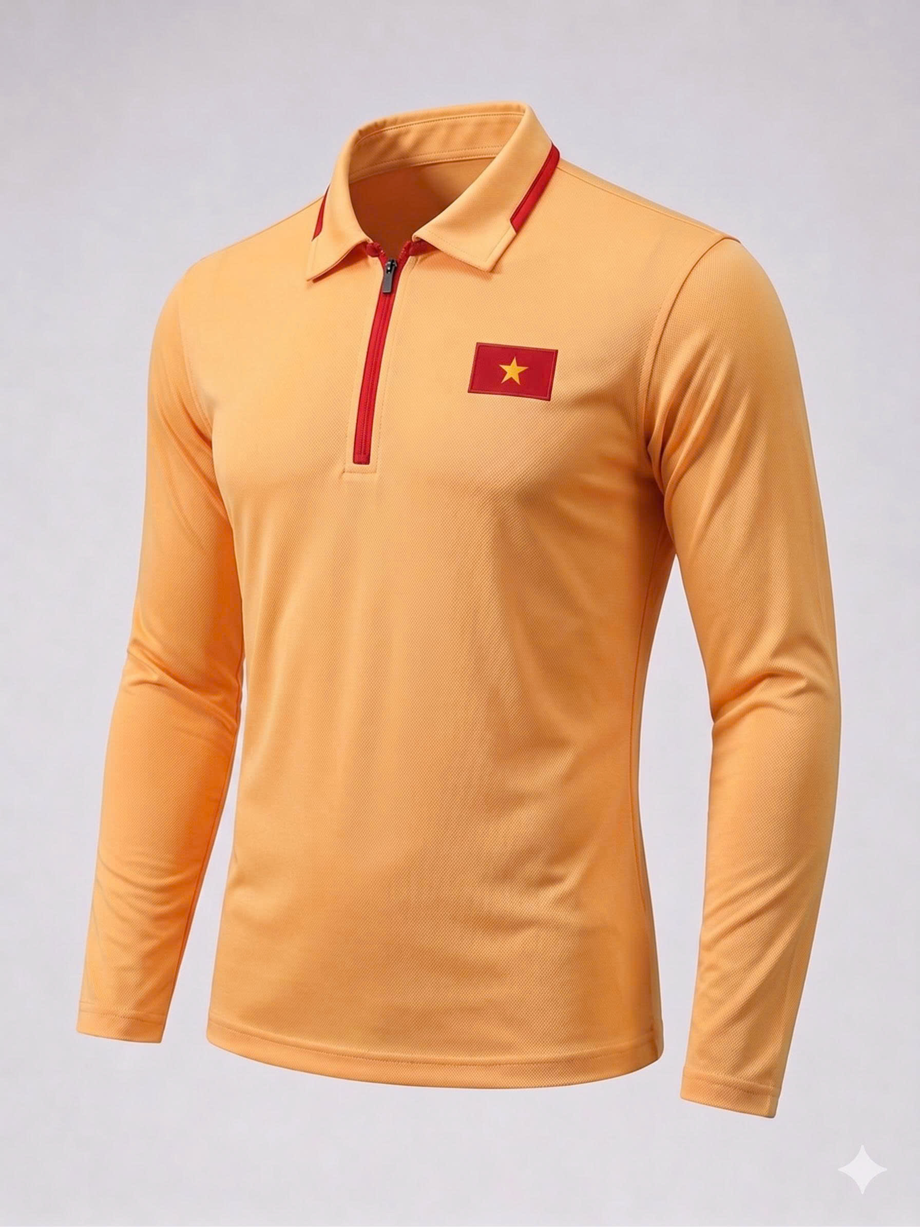 Gold Flag Long Sleeve Polo trên nền trung tính