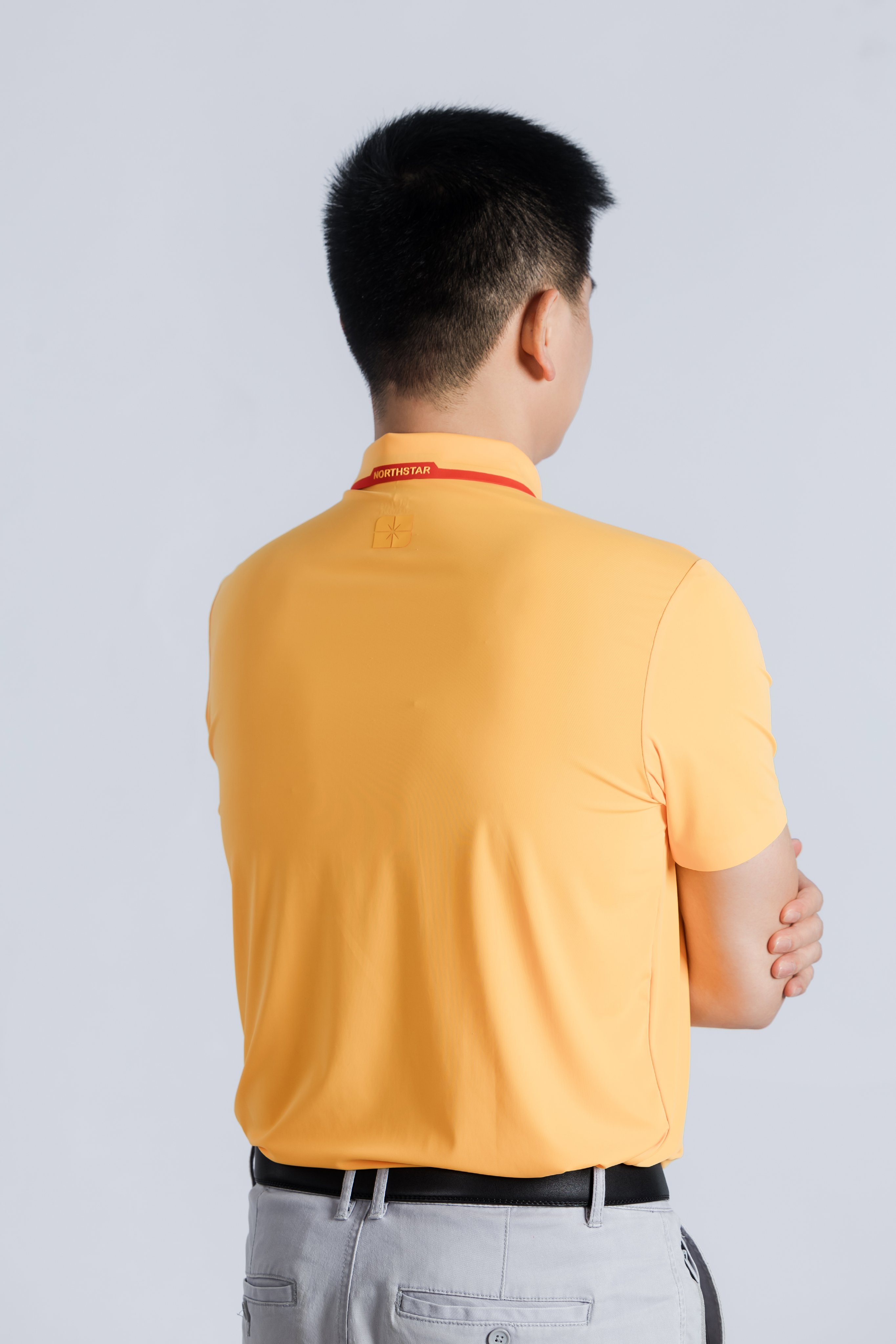 Polo Ngắn Tay Nam - Vàng Cam góc 3