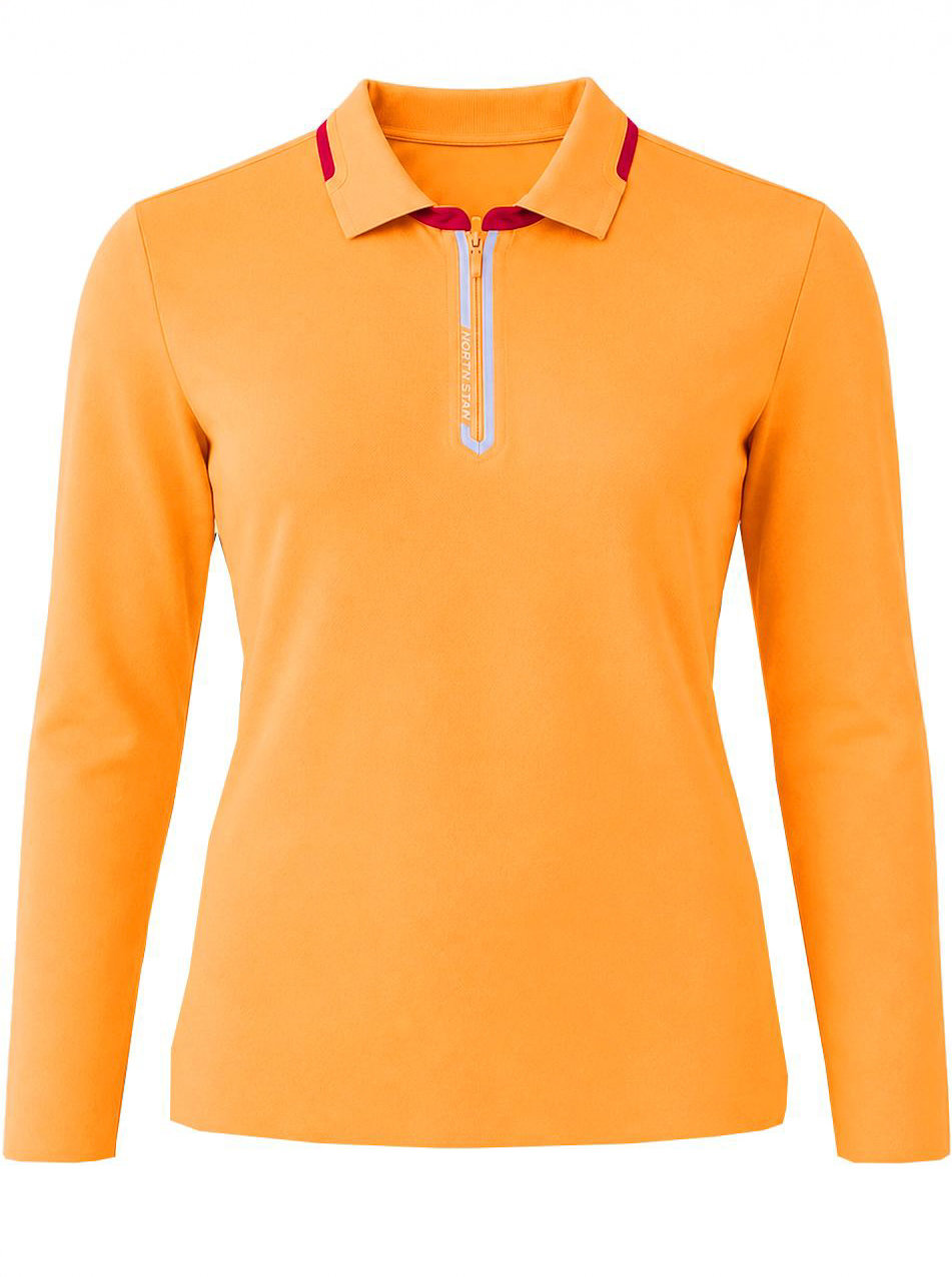 Polo Nữ - Dài Tay - Vàng Cam trên nền trung tính