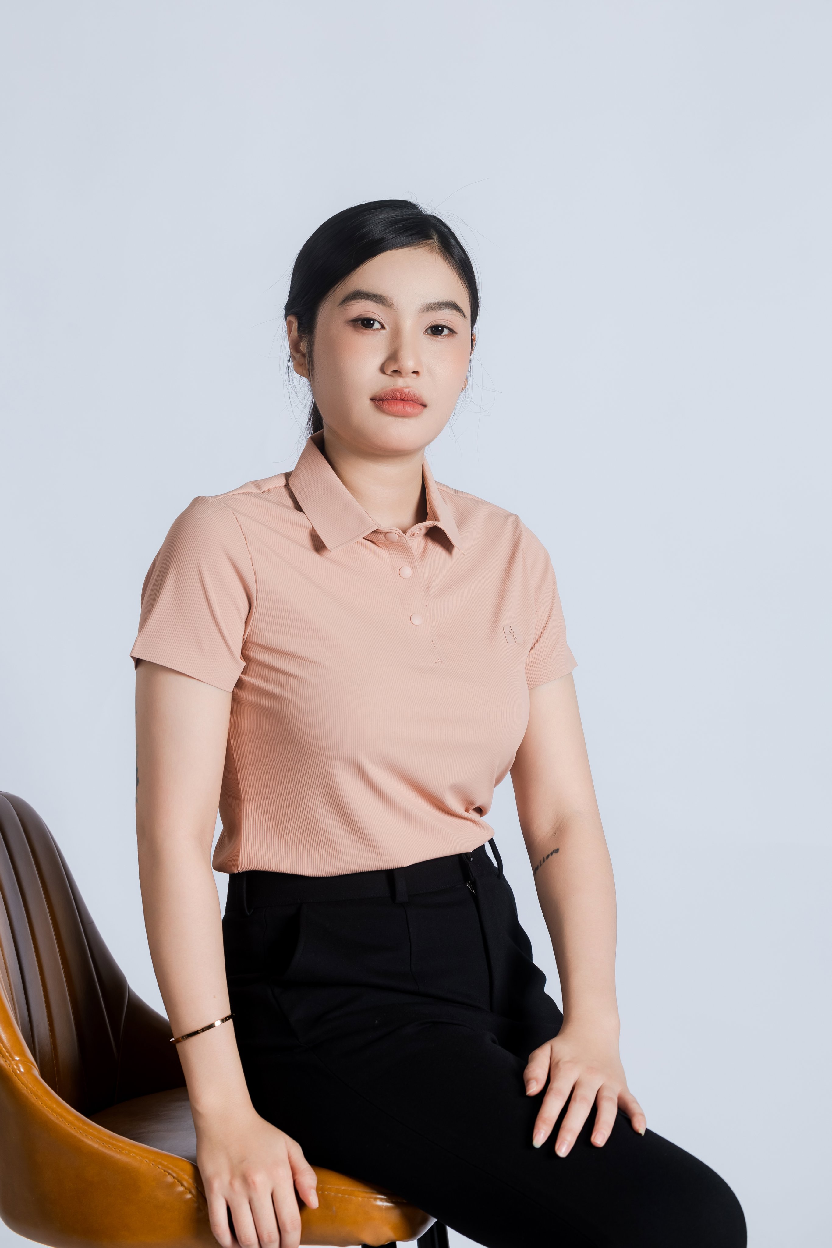 Polo Nữ - Ngắn Tay - Hồng Gạch góc 2