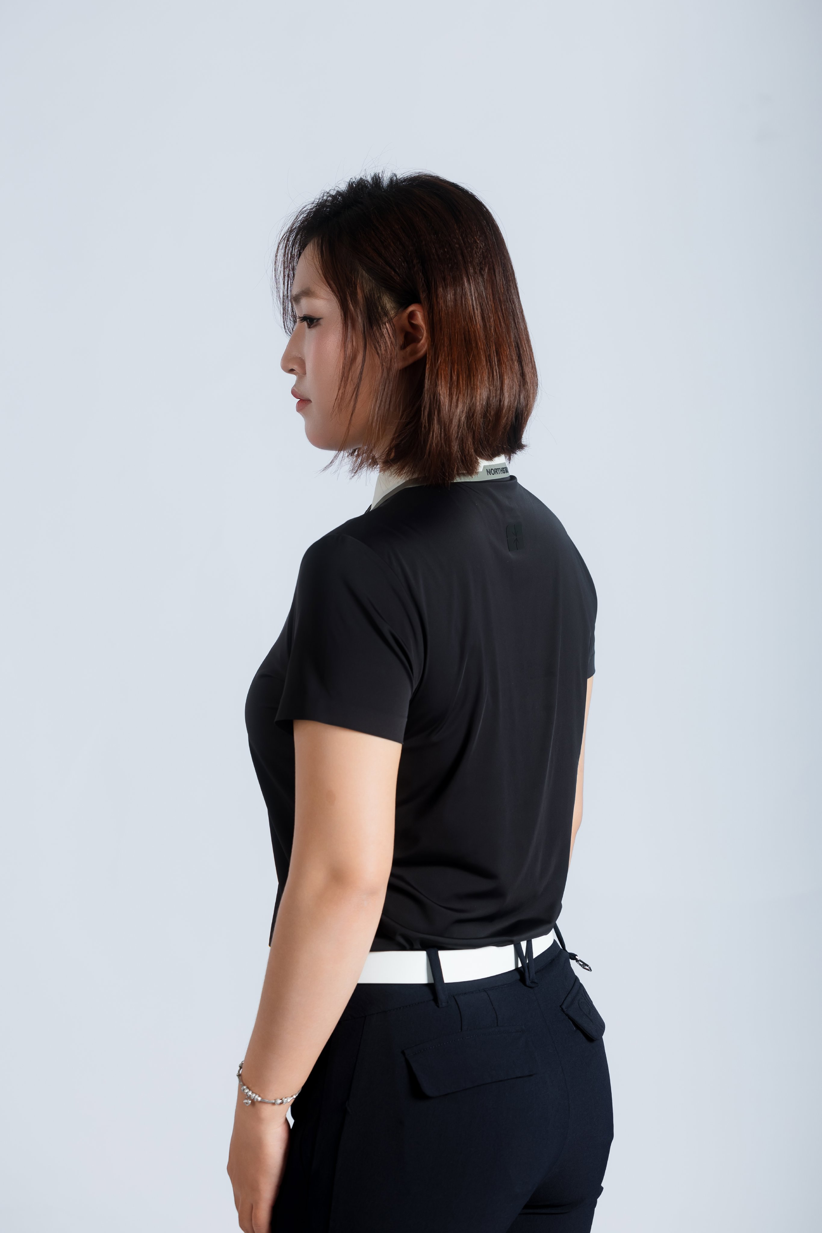 Polo Nữ - Ngắn Tay - Đen góc 3
