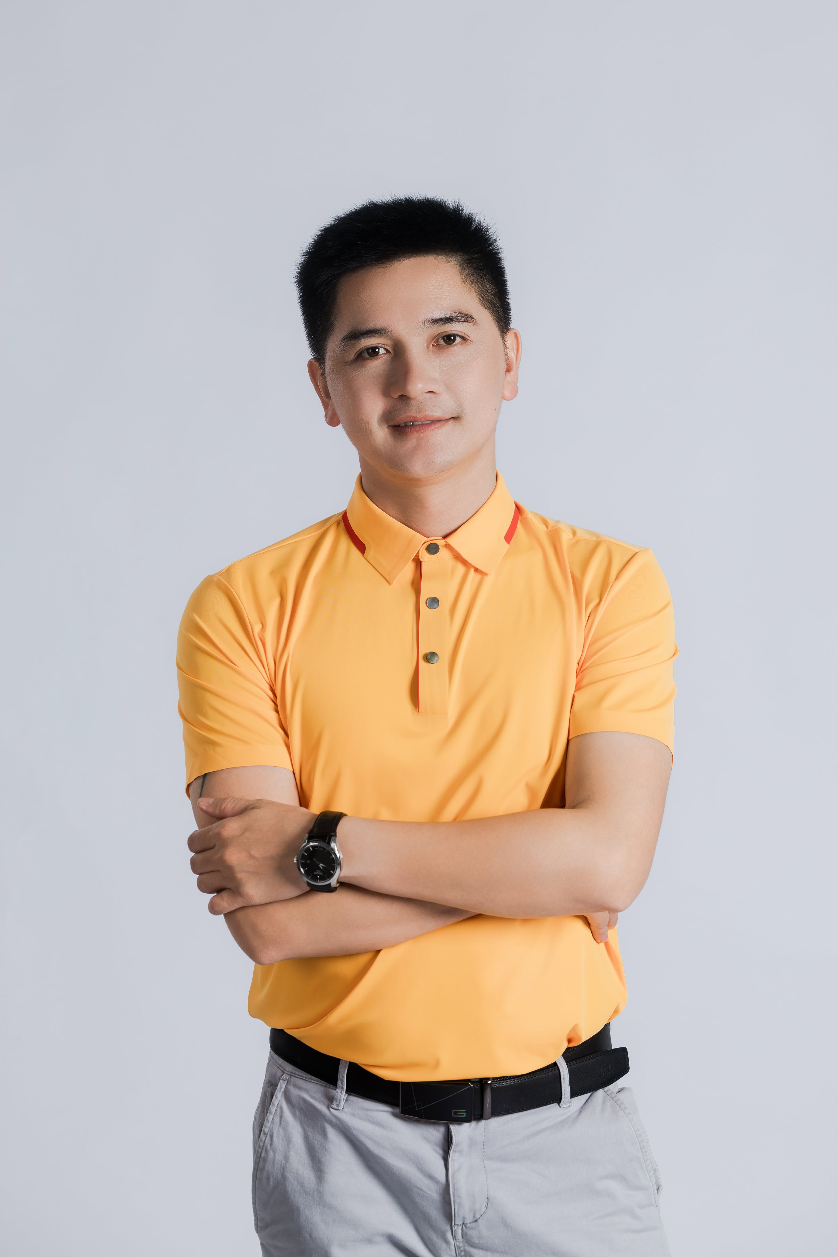 Polo Ngắn Tay Nam - Vàng Cam góc 2
