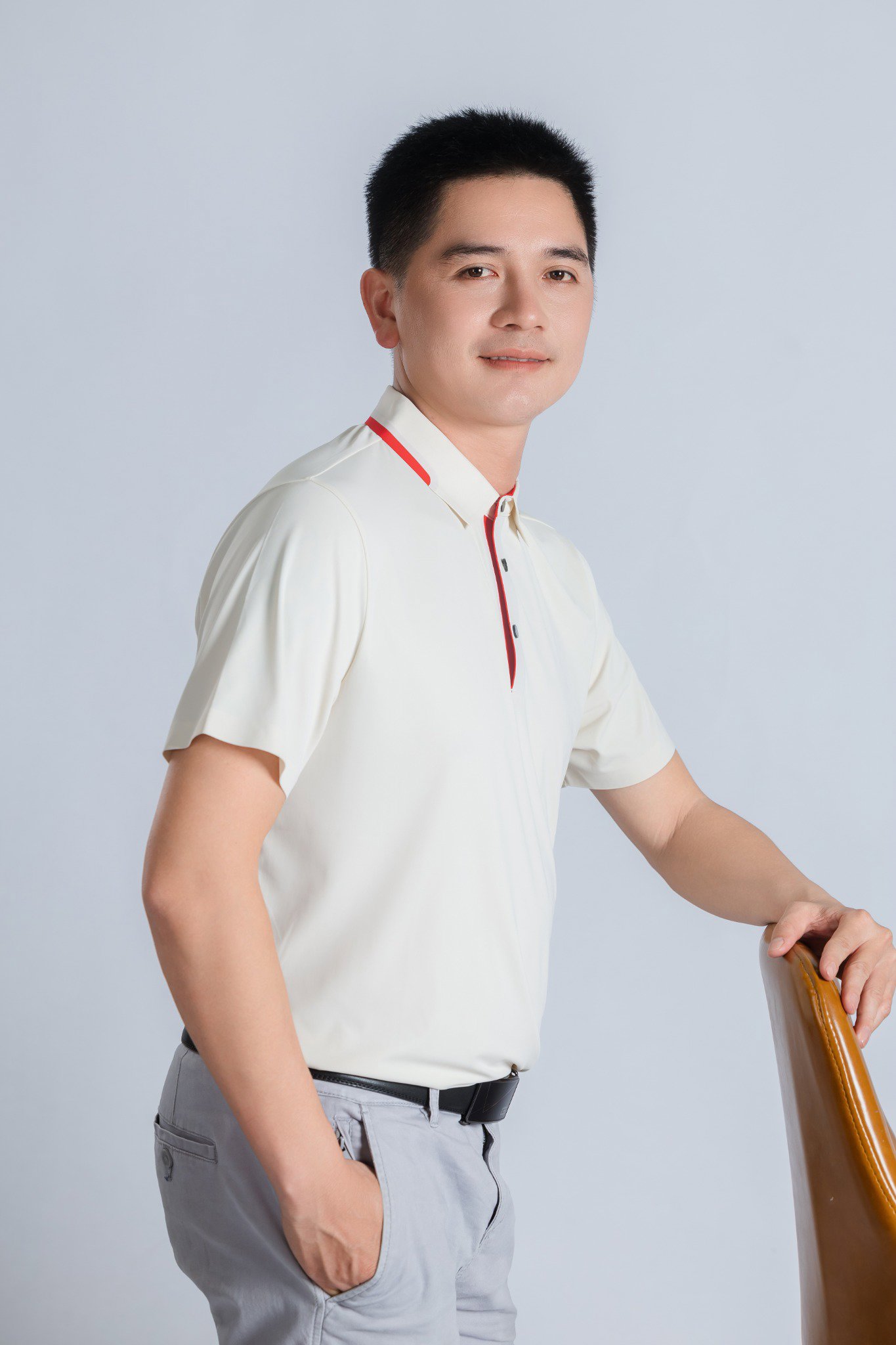 Polo Nam - Ngắn Tay - Trắng Kem góc 3