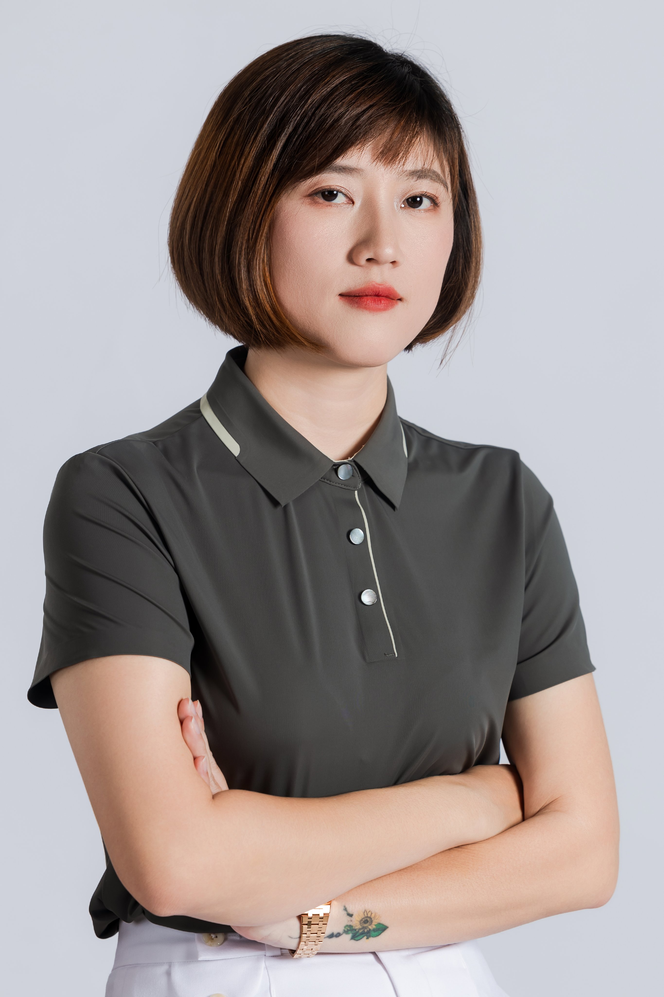 Polo Nữ - Ngắn Tay - Xám Đậm góc 2